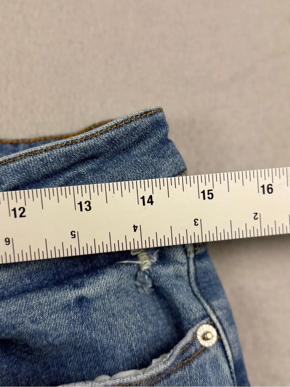 Risen Flare Jeans Womens Size 11 Distressed with Button Fly Y2K - Picture 9 of 11